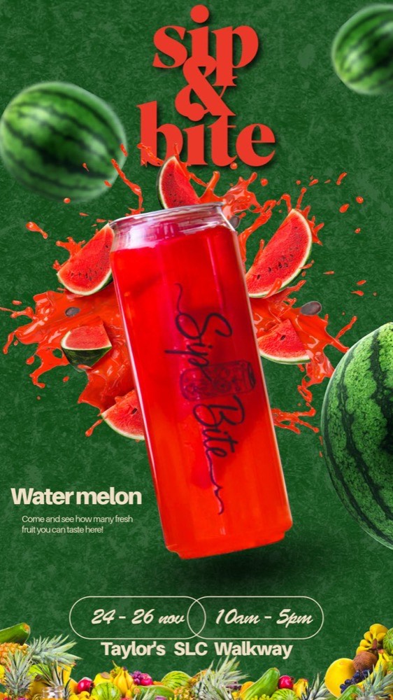 Sip & Bite watermelon drink poster